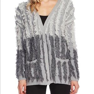Vince Camuto Fringe Cardigan Silver Heather